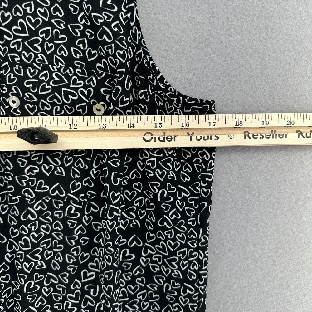 Y2K Daniel Rainn Button Down Blouse Heart AOP Monochrome Women S Preppy Paris - Picture 6 of 8